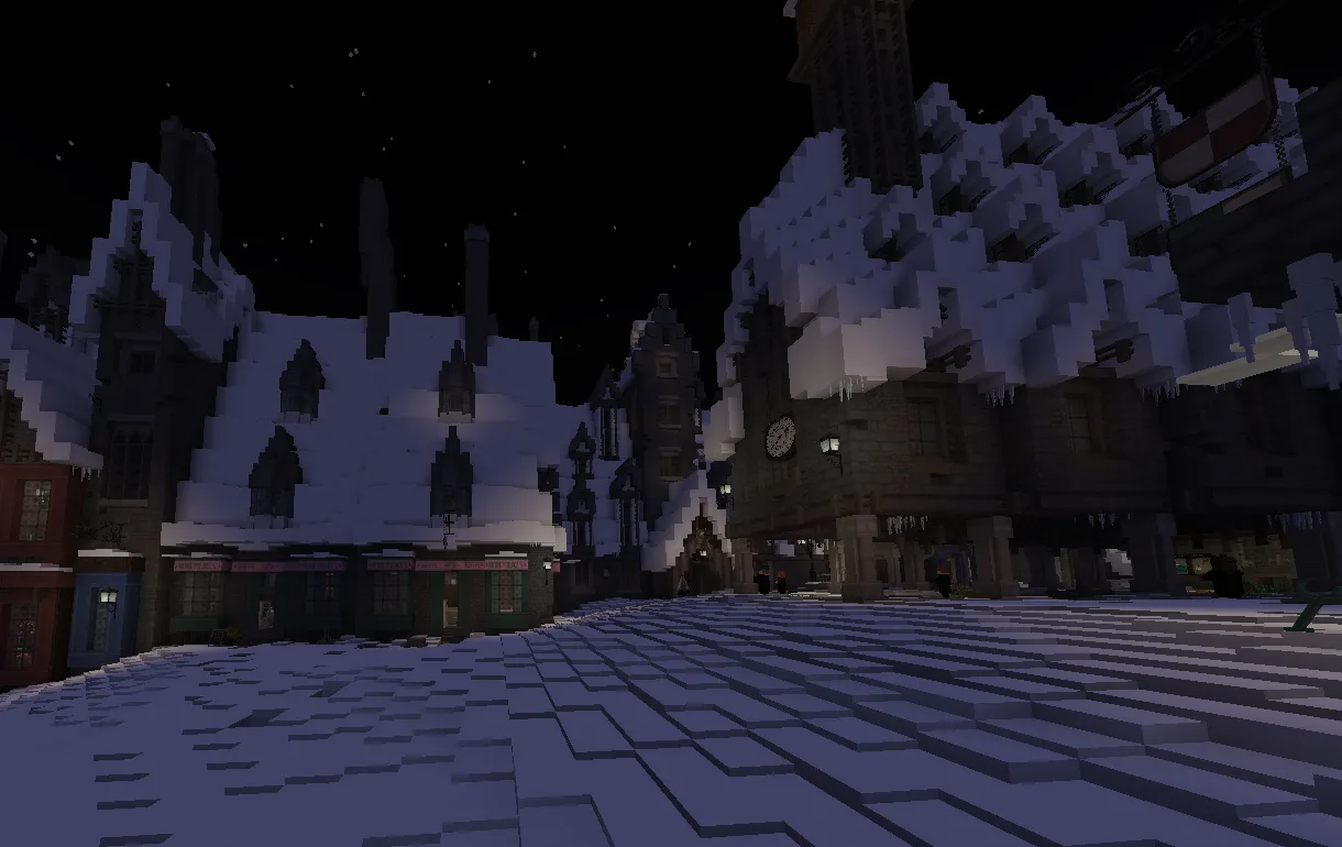 Hogsmeade innevata di notte